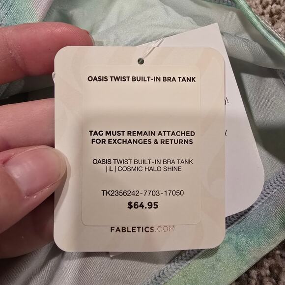 NEW NWT Fabletics Oasis Twist Built-In Bra Tank Cosmic Halo Shine | Size Large - Picture 8 of 10